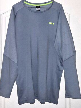 NIKE Dri-Fit LEBRON MEN'S LT GREY LONG SLEEVE ATHLETIC SHIRT 620666-088 SIZE 3XL